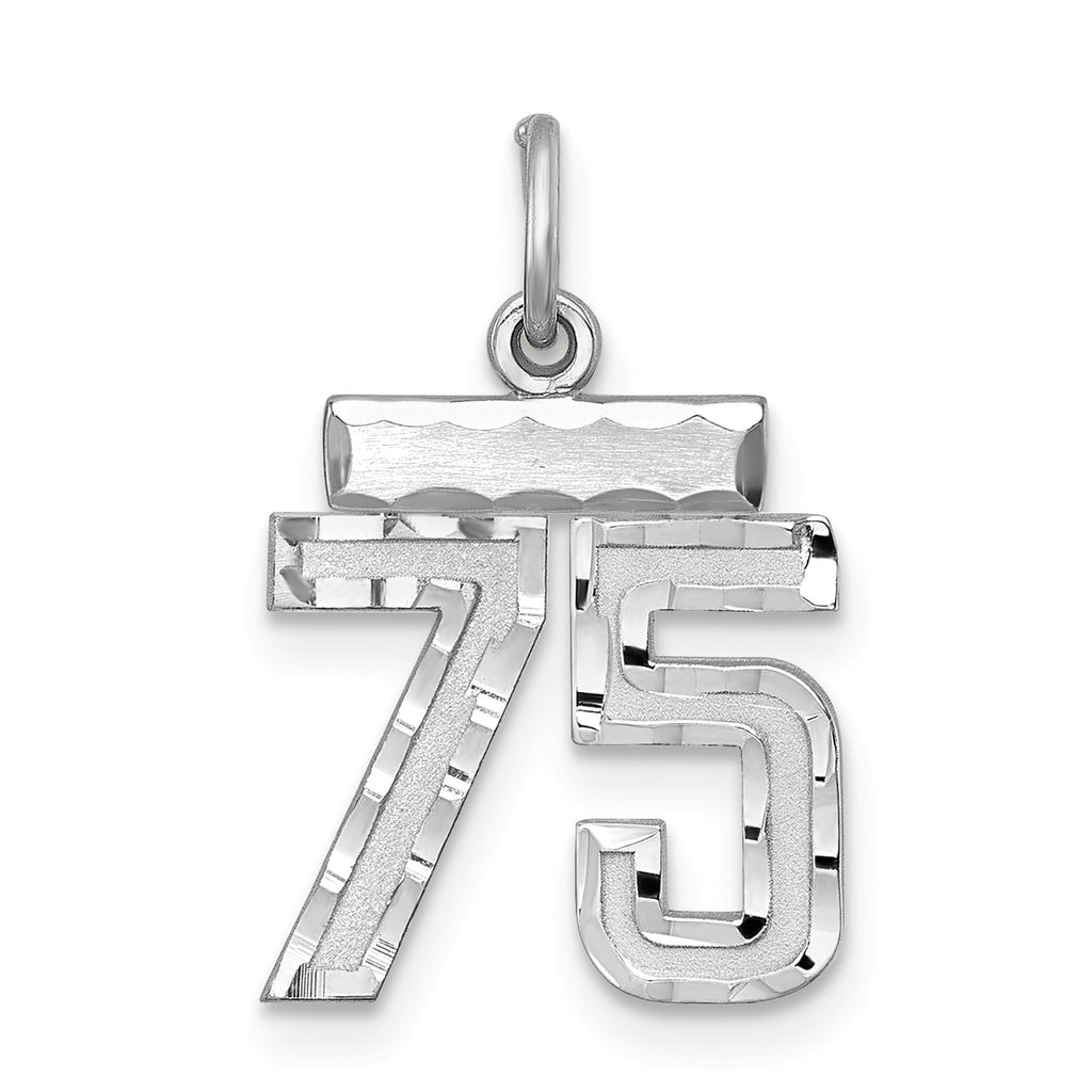 Number 75 Charm in Sterling Silver, 20mm Diamond-Cut - Sophia Jewelers