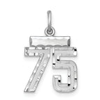 Number 75 Charm in Sterling Silver, 20mm Diamond-Cut - Sophia Jewelers