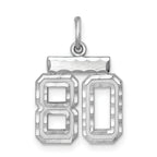 Number 80 Charm in Sterling Silver, 20mm Diamond-Cut - Sophia Jewelers