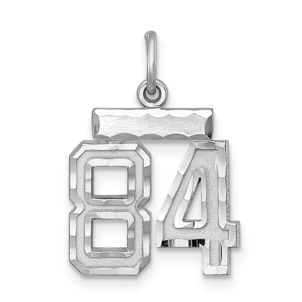 Number 84 Charm in Sterling Silver, 20mm Diamond-Cut - Sophia Jewelers