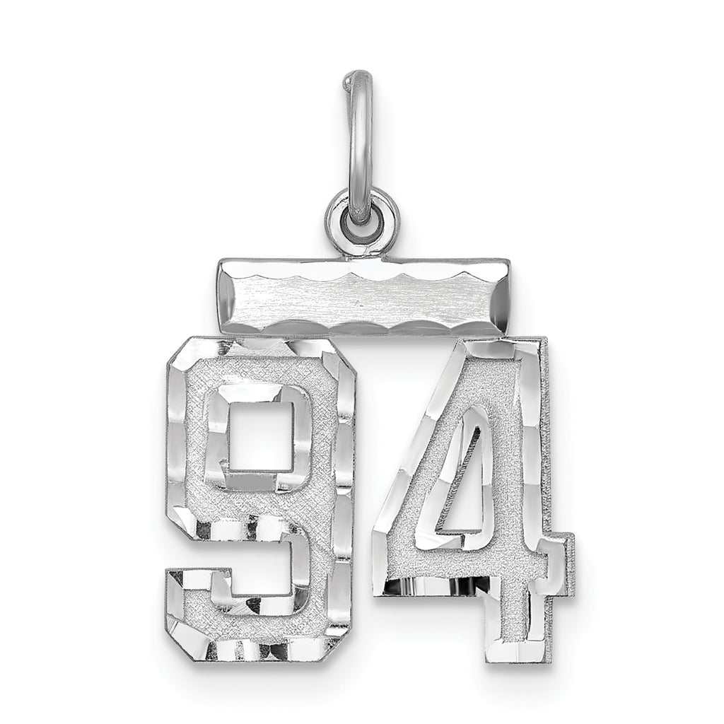 Number 94 Charm in Sterling Silver, 20mm Diamond-Cut - Sophia Jewelers
