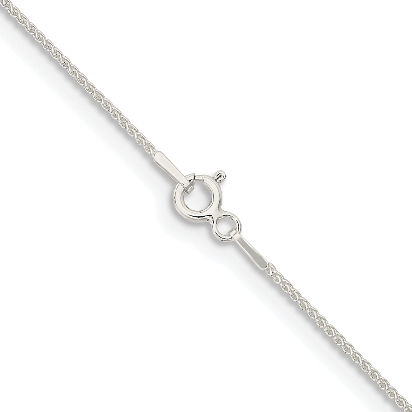 Sterling Silver Rhodium-Plated Wheat Chain Necklace 1mm Secondary image