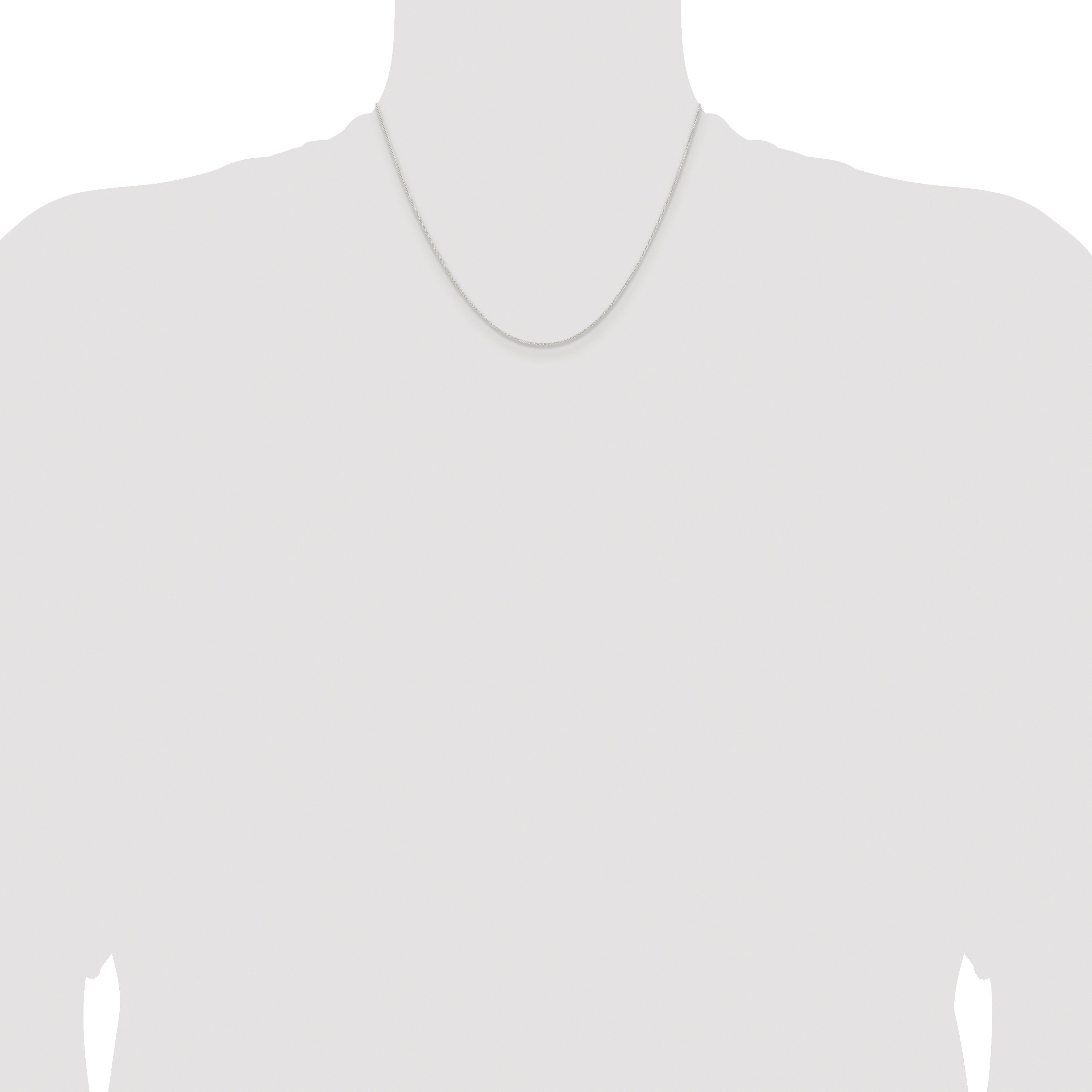 Sterling Silver Rhodium-Plated Wheat Chain Necklace 1mm