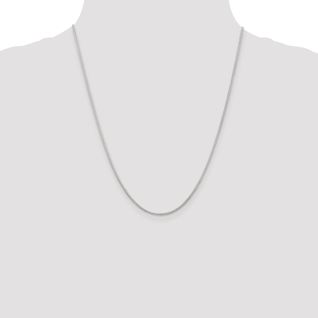 Sterling Silver 1.25mm Round Spiga Chain With 2 Inch Extension