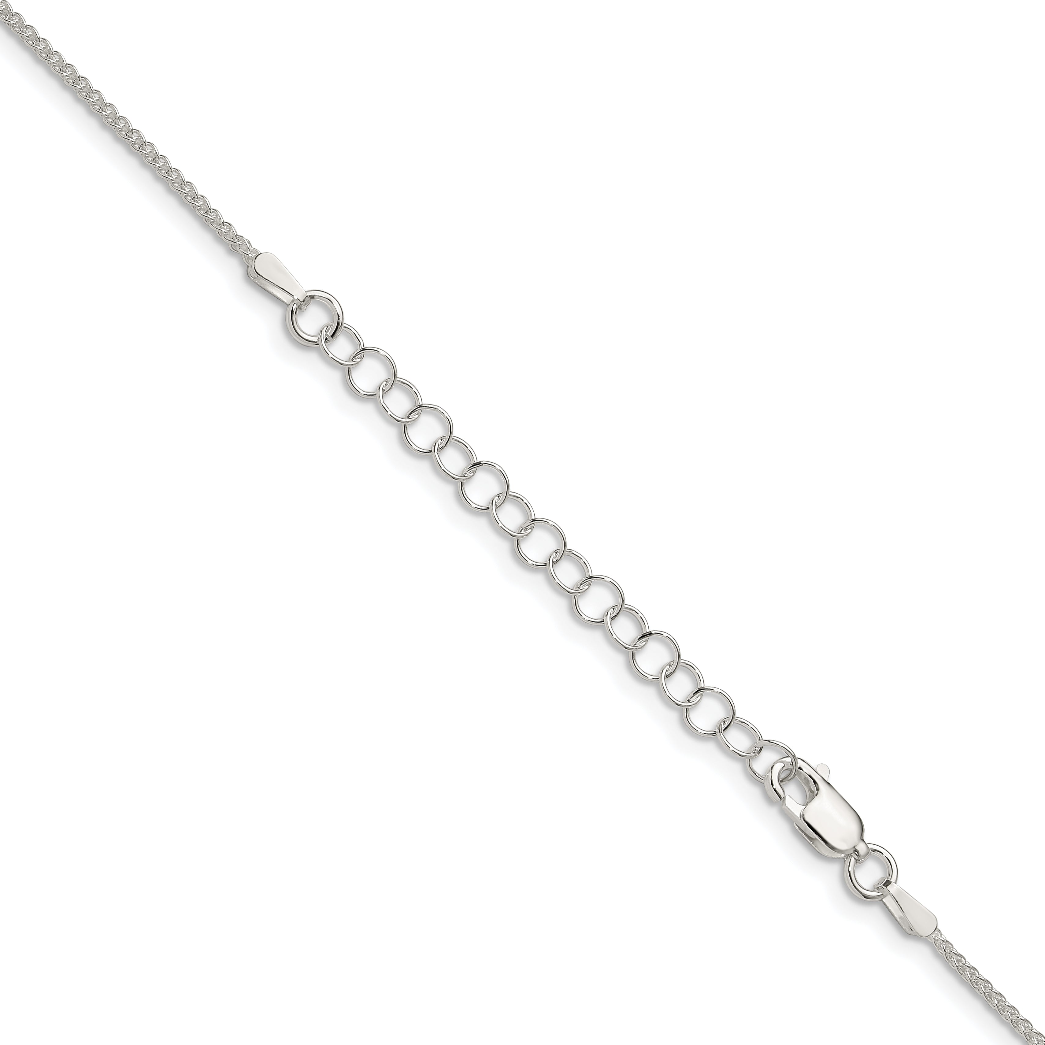 Sterling Silver 1.25mm Round Spiga Chain With 2 Inch Extension