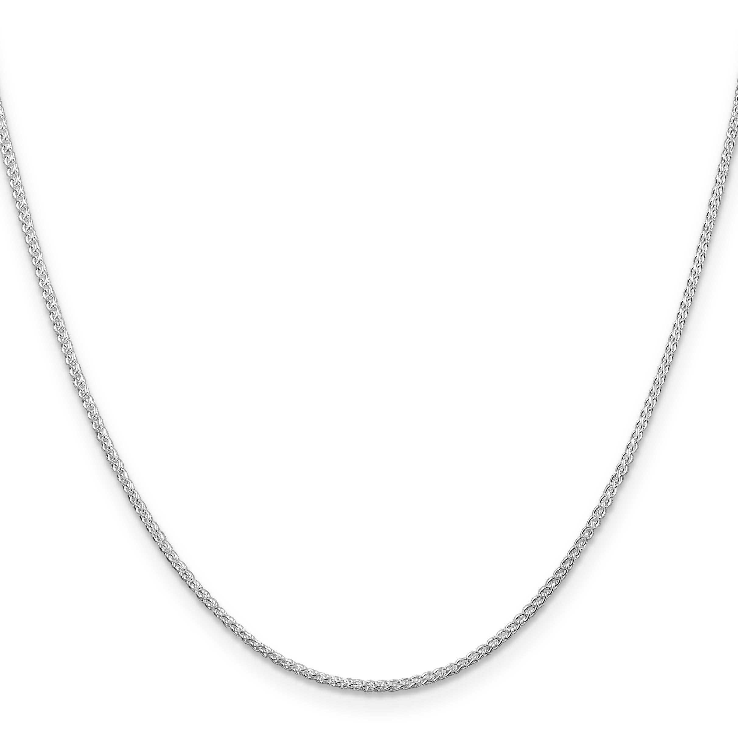 Sterling Silver Rhodium-Plated Wheat Chain Necklace 1.25mm
