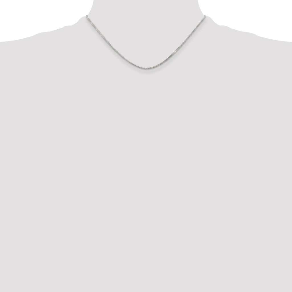 Sterling Silver Rhodium-Plated Wheat Chain Necklace 1.25mm