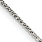 Sterling Silver 1.25mm Round Spiga Chain With 2 Inch Extension