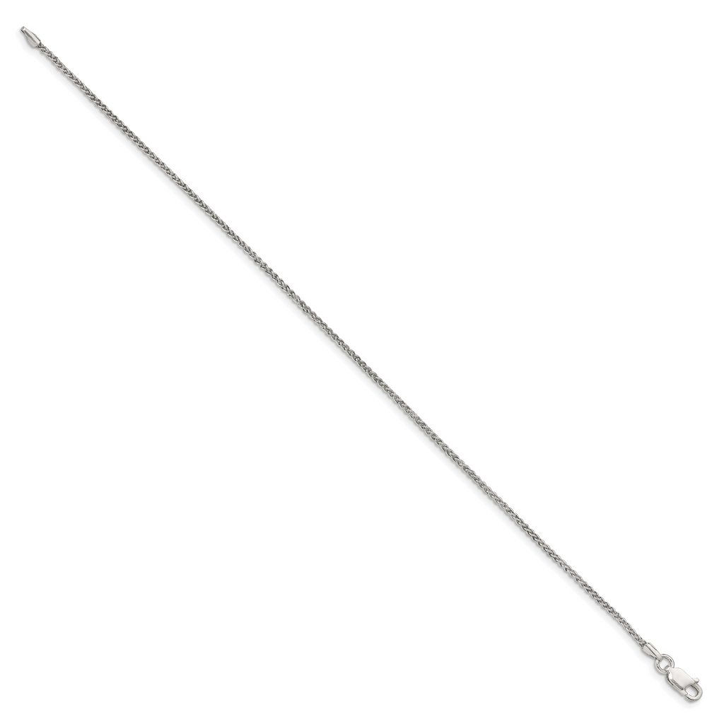 Sterling Silver 1.5mm Round Spiga Chain Anklet