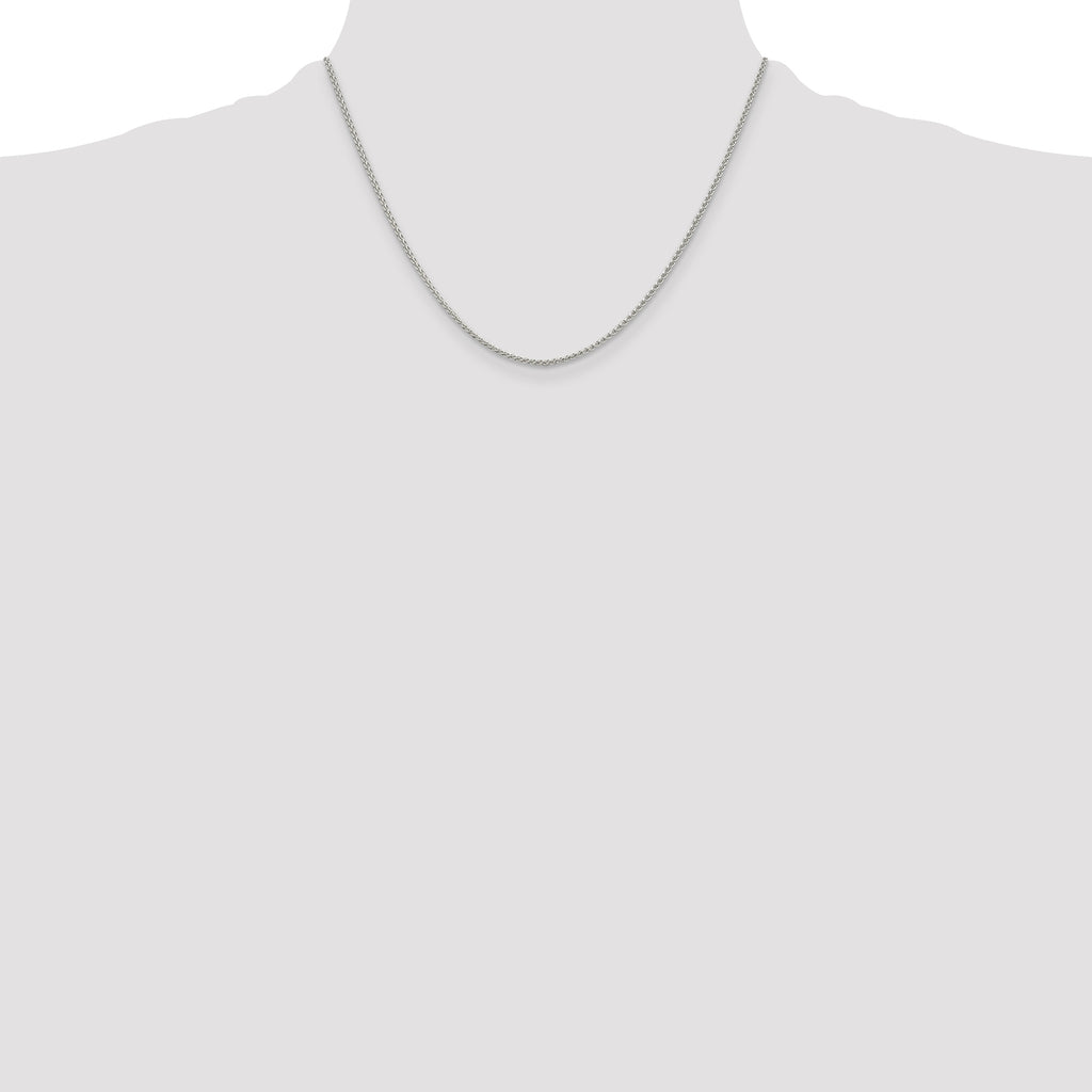 Sterling Silver Rhodium-Plated Wheat Chain Necklace 1.5mm