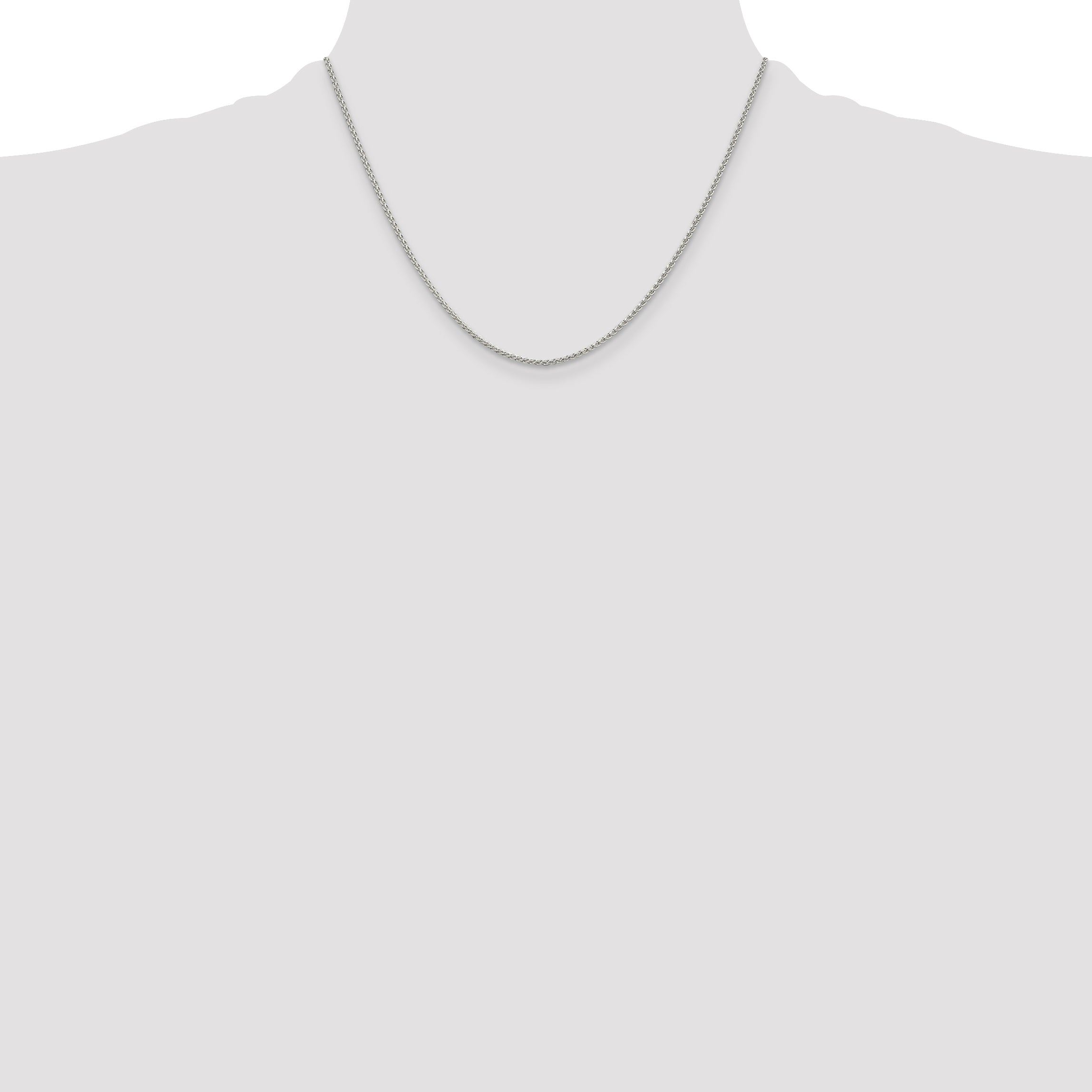 Sterling Silver Rhodium-Plated Wheat Chain Necklace 1.5mm