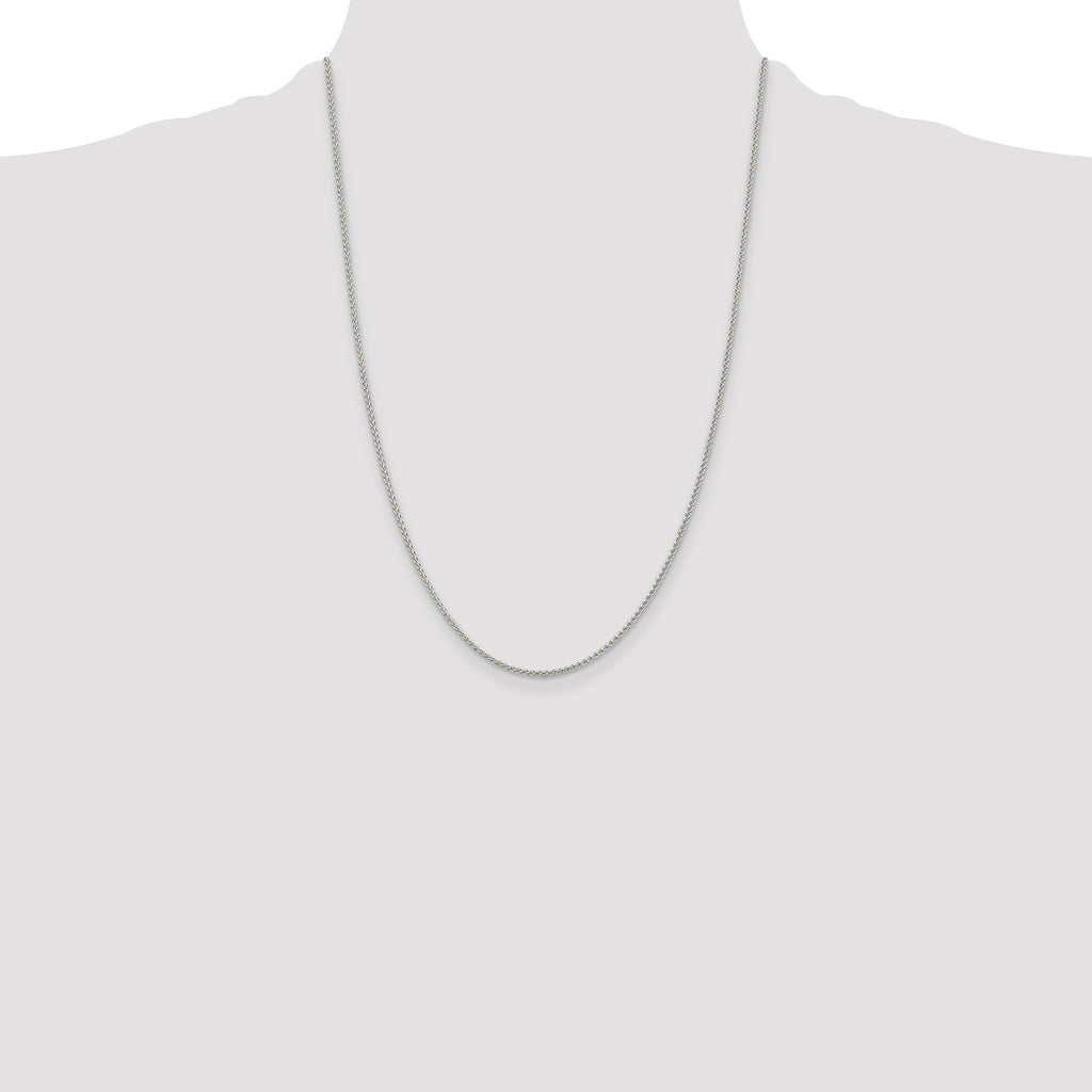 Sterling Silver Rhodium-Plated 1.5mm Round Spiga Chain