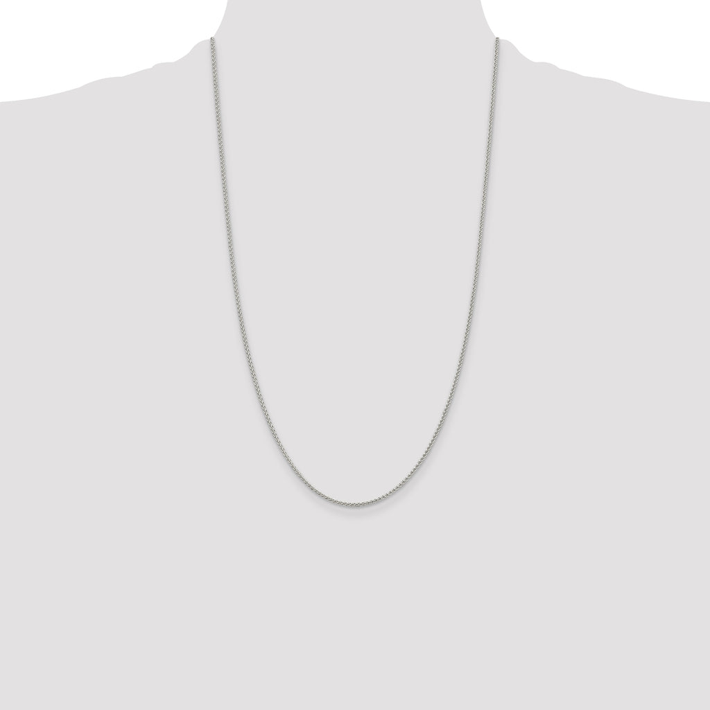 Sterling Silver Rhodium-Plated 1.5mm Round Spiga Chain