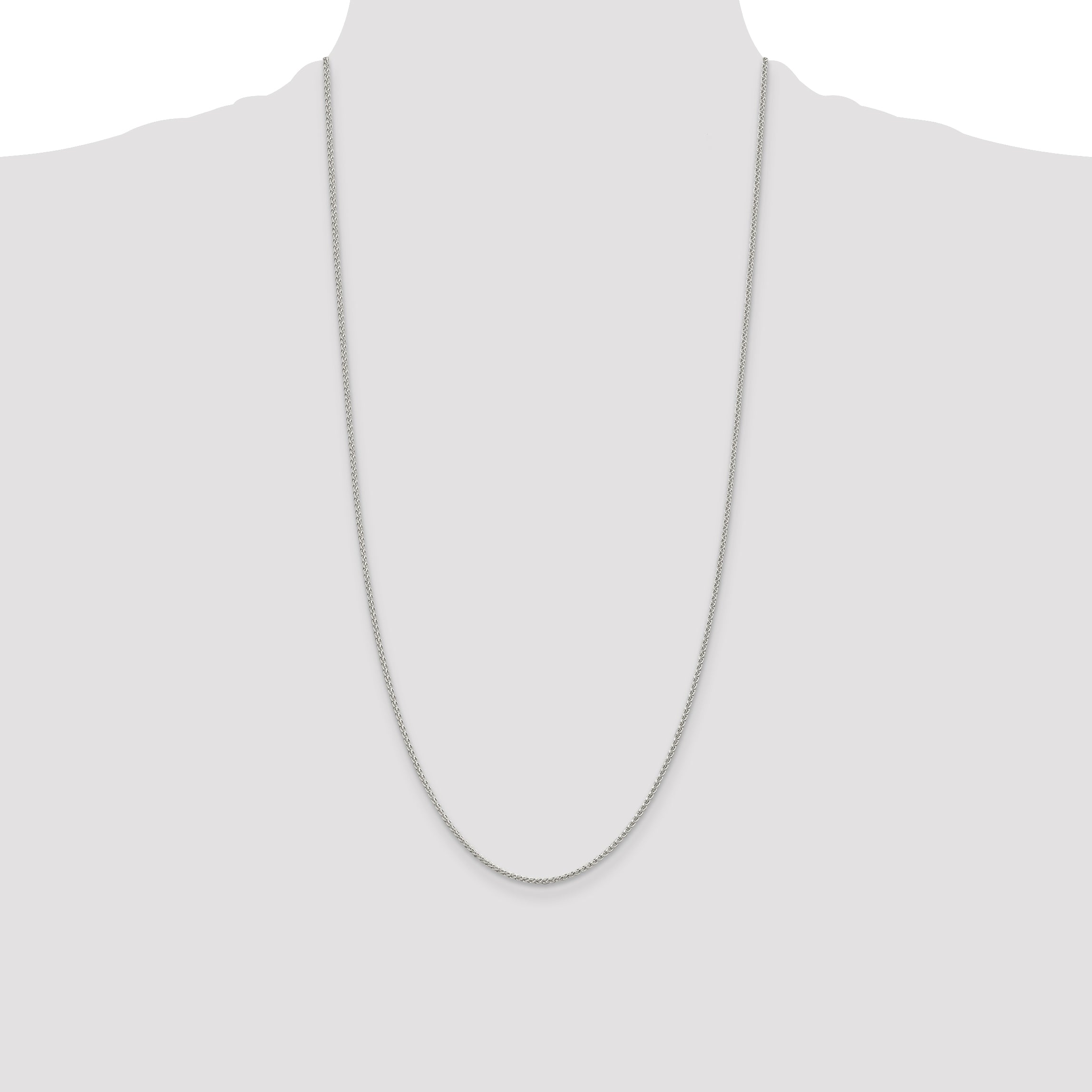 Sterling Silver Rhodium-Plated 1.5mm Round Spiga Chain