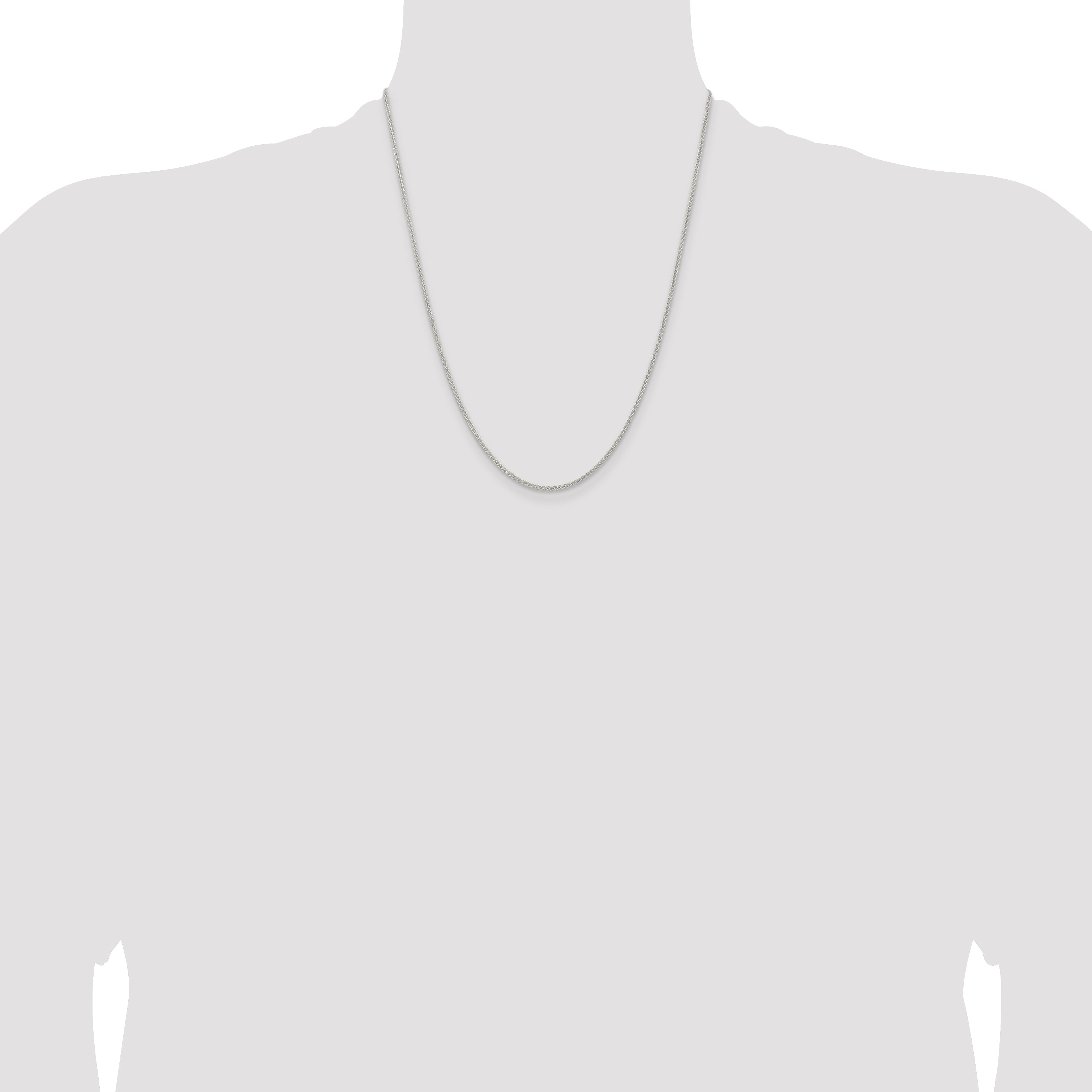 Sterling Silver 1.6mm Round Spiga Chain With 2 Inch Extension