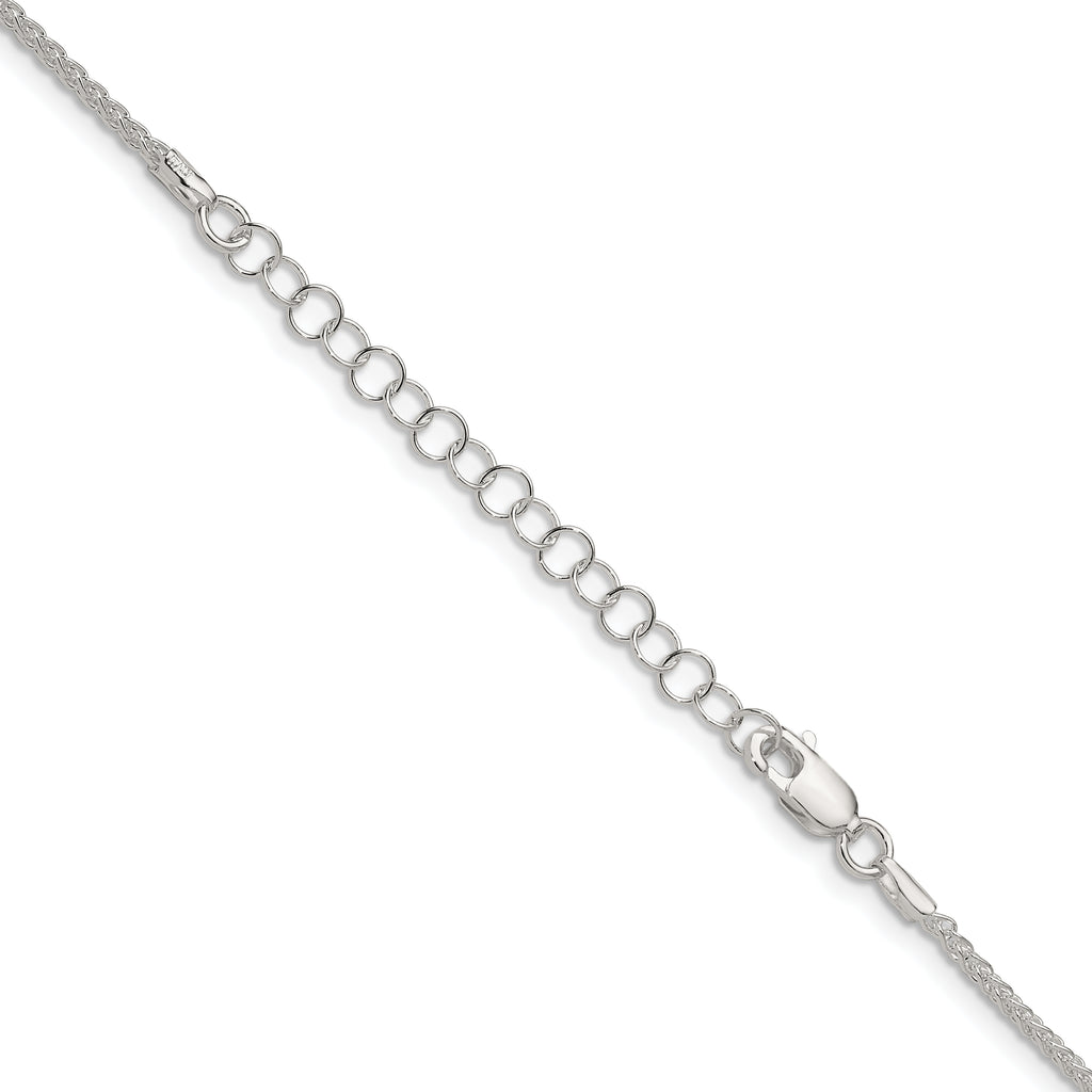 Sterling Silver 1.6mm Round Spiga Chain With 2 Inch Extension