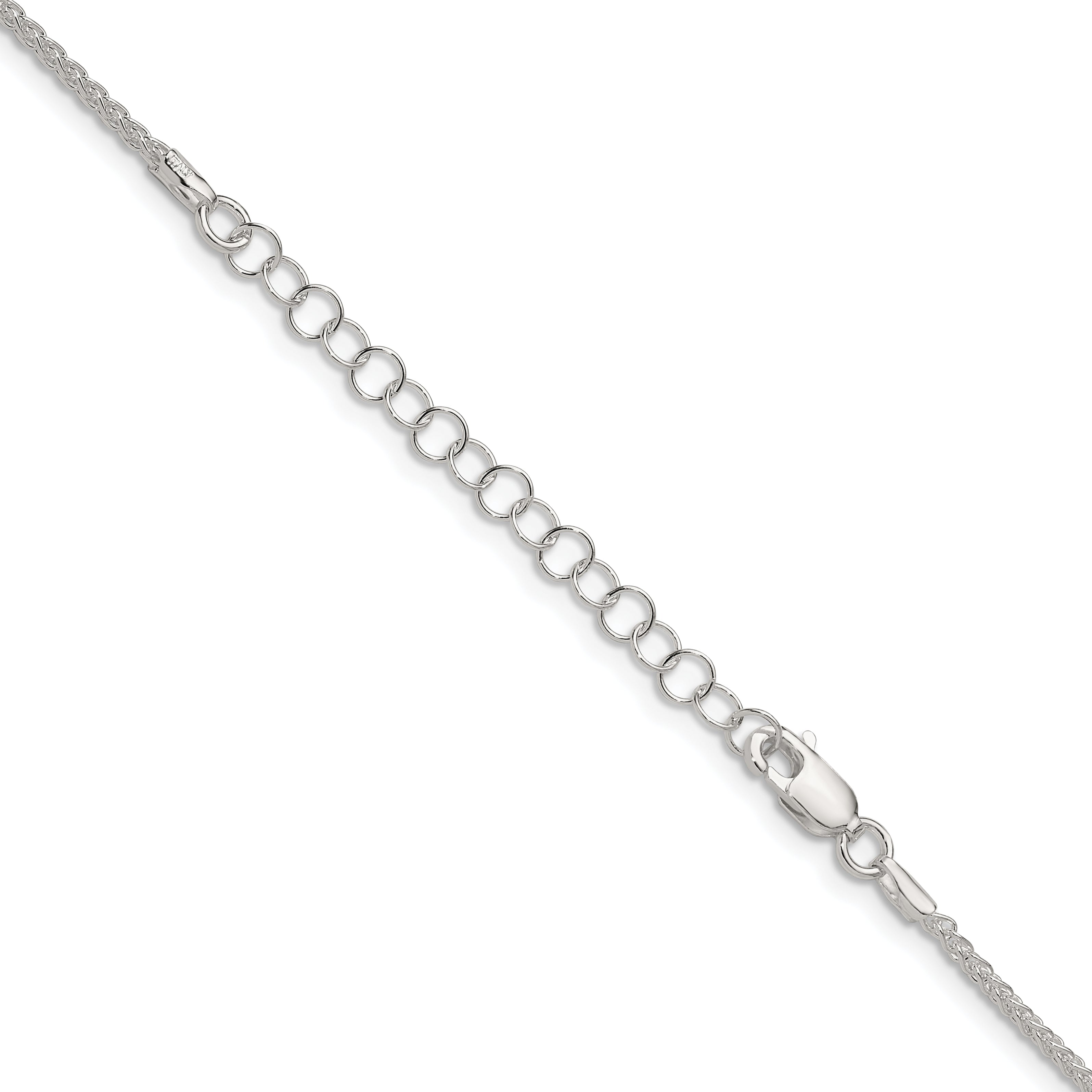 Sterling Silver 1.6mm Round Spiga Chain With 2 Inch Extension