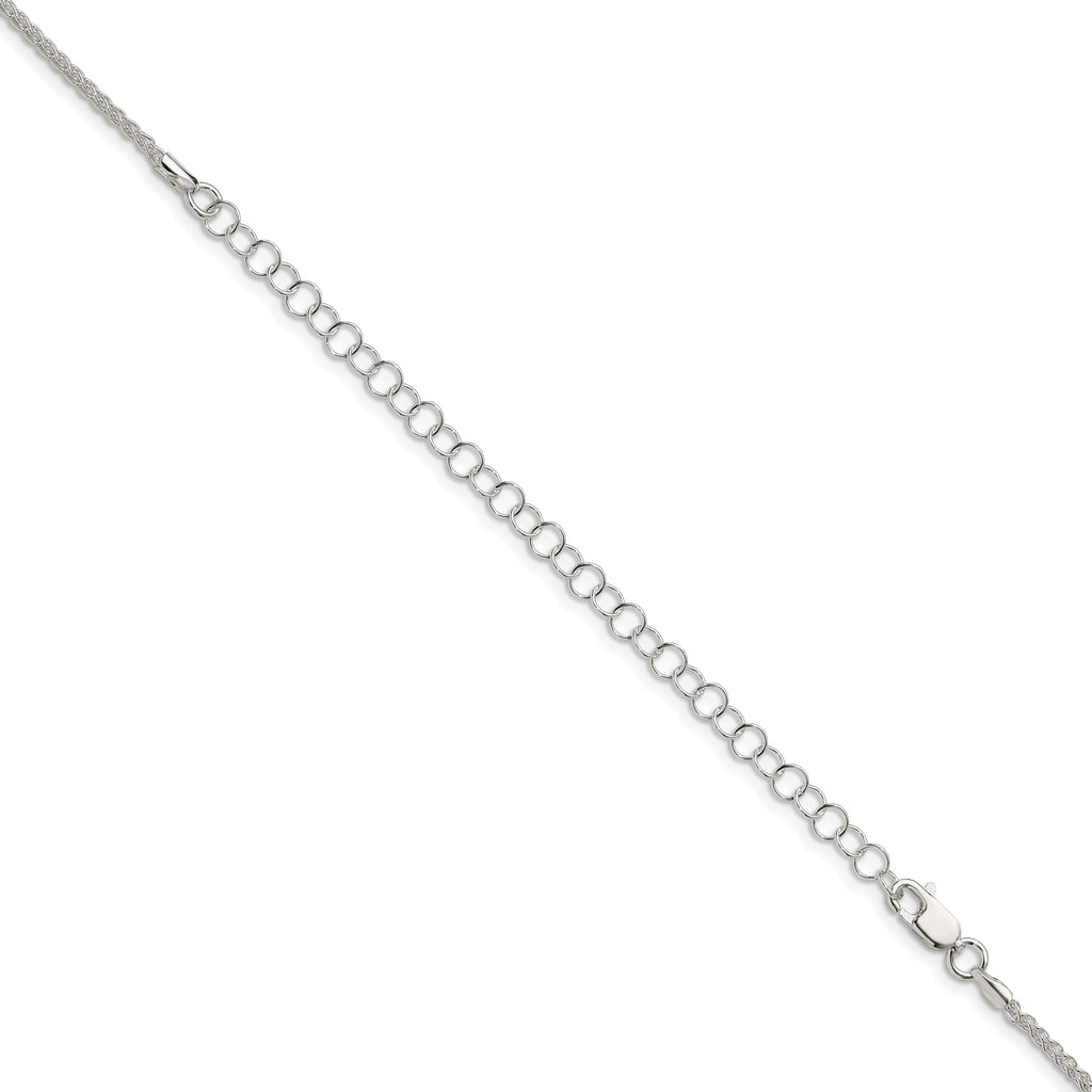 Sterling Silver 1.6mm Round Spiga Chain With 2 Inch Extension