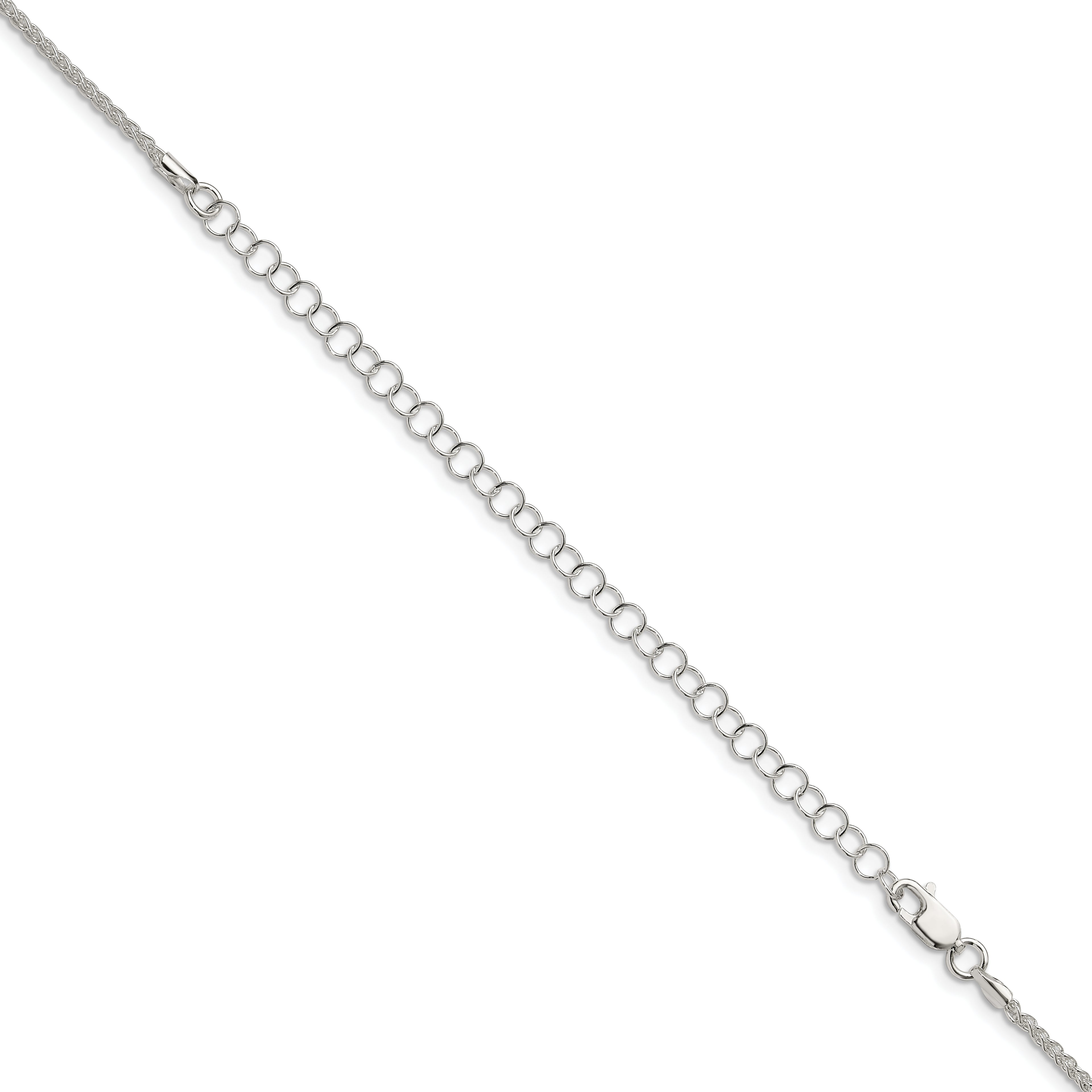 Sterling Silver 1.6mm Round Spiga Chain With 2 Inch Extension
