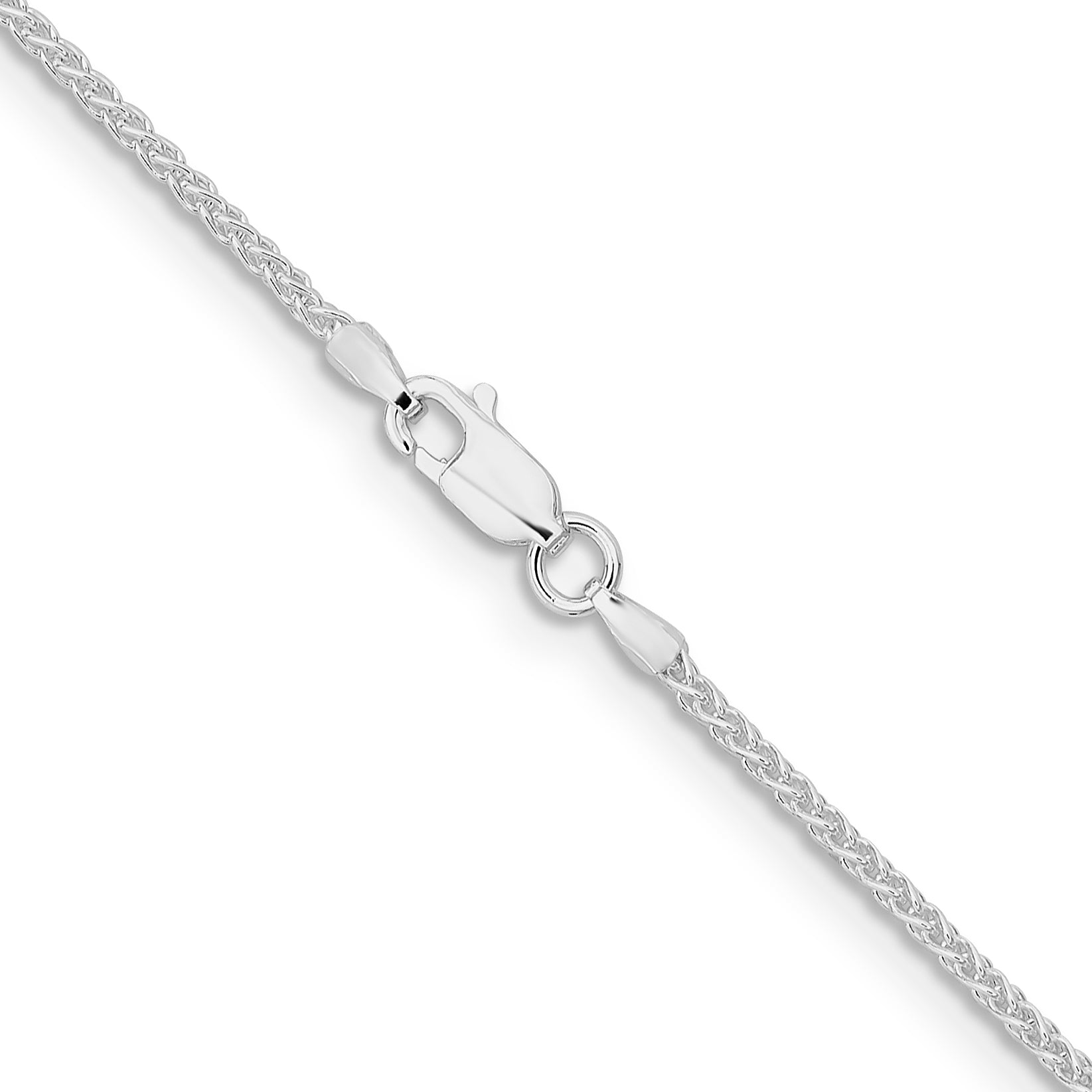 Sterling Silver Rhodium-Plated Wheat Chain Necklace 1.6mm