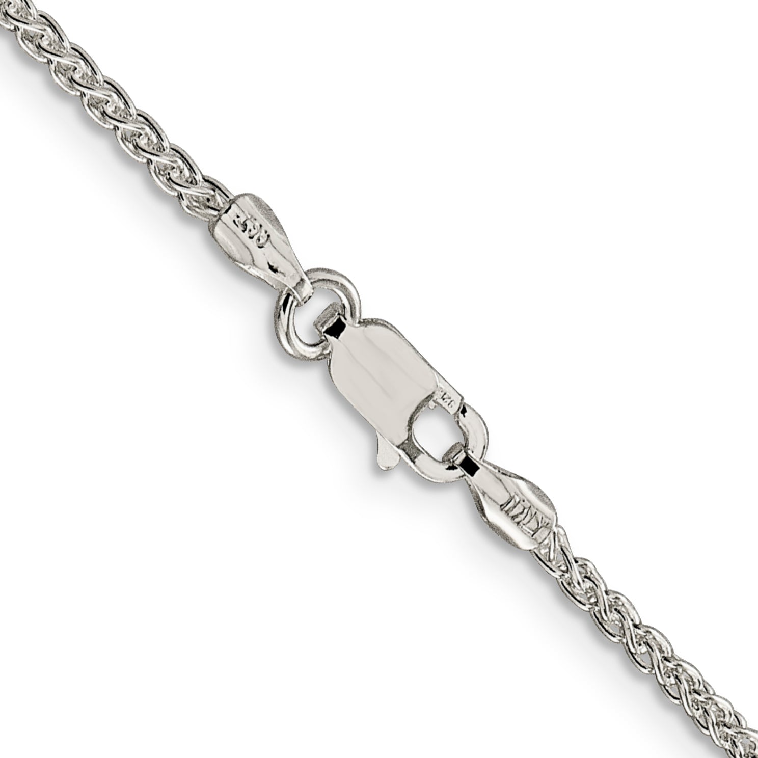 Sterling Silver Wheat Chain Necklace 1.75mm