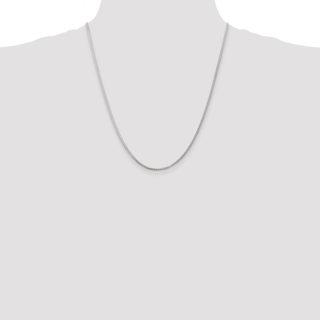 Sterling Silver 1.75mm Round Spiga Chain With 2 Inch Extension