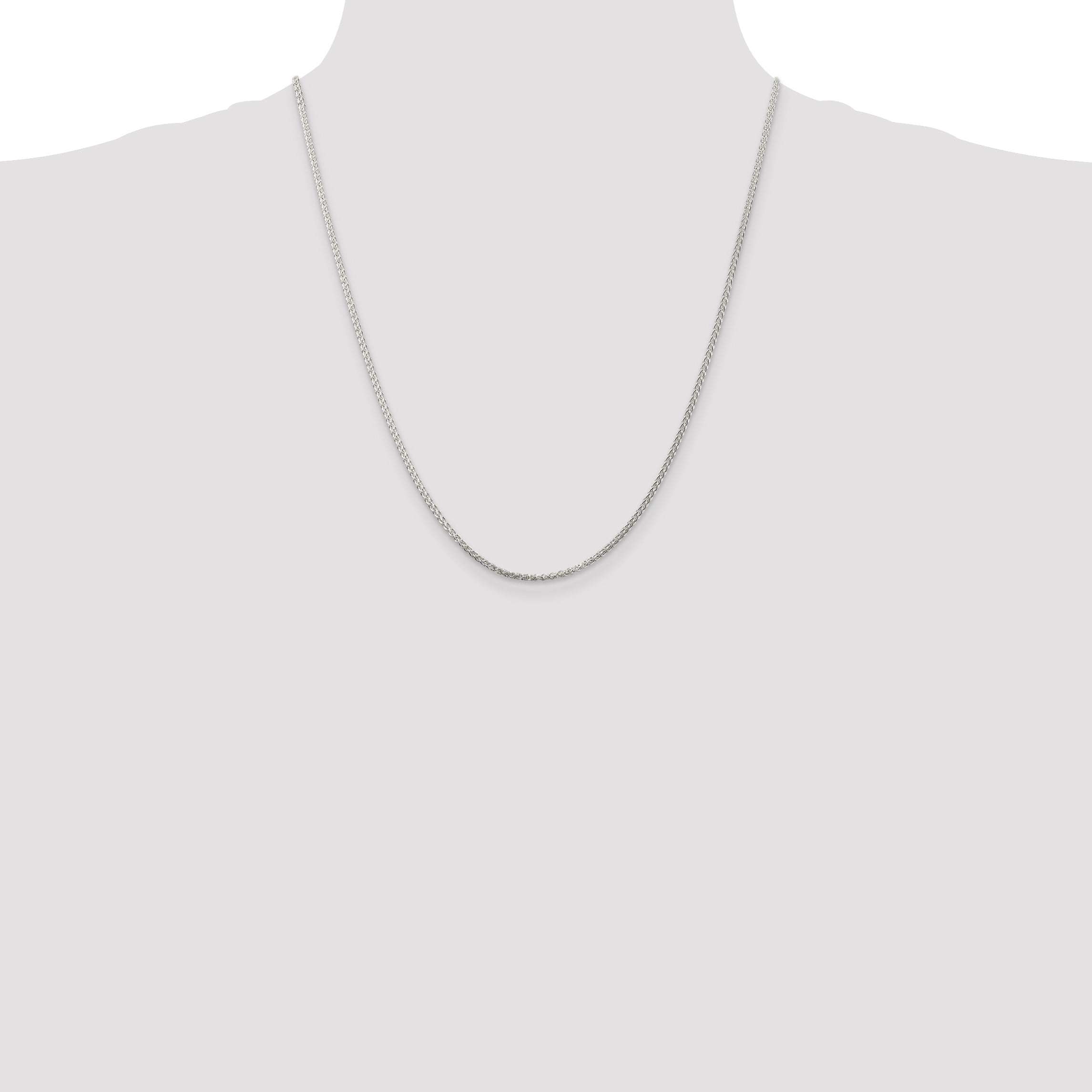 Sterling Silver 1.75mm Round Spiga Chain With 2 Inch Extension