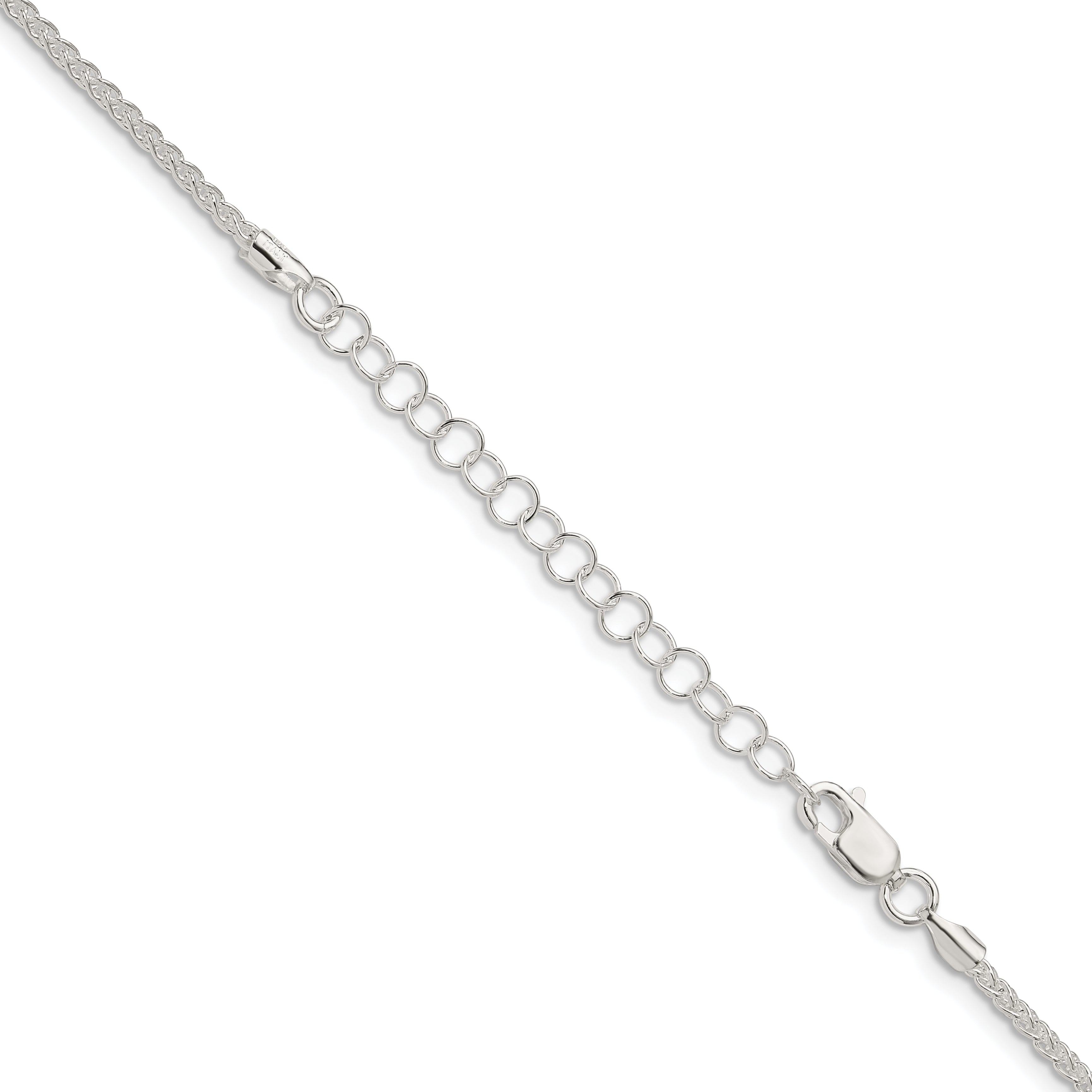 Sterling Silver 1.75mm Round Spiga Chain With 2 Inch Extension