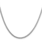 Sterling Silver Rhodium-Plated Wheat Chain Necklace 2.5mm