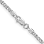 Sterling Silver Rhodium-Plated Wheat Chain Necklace 2.5mm