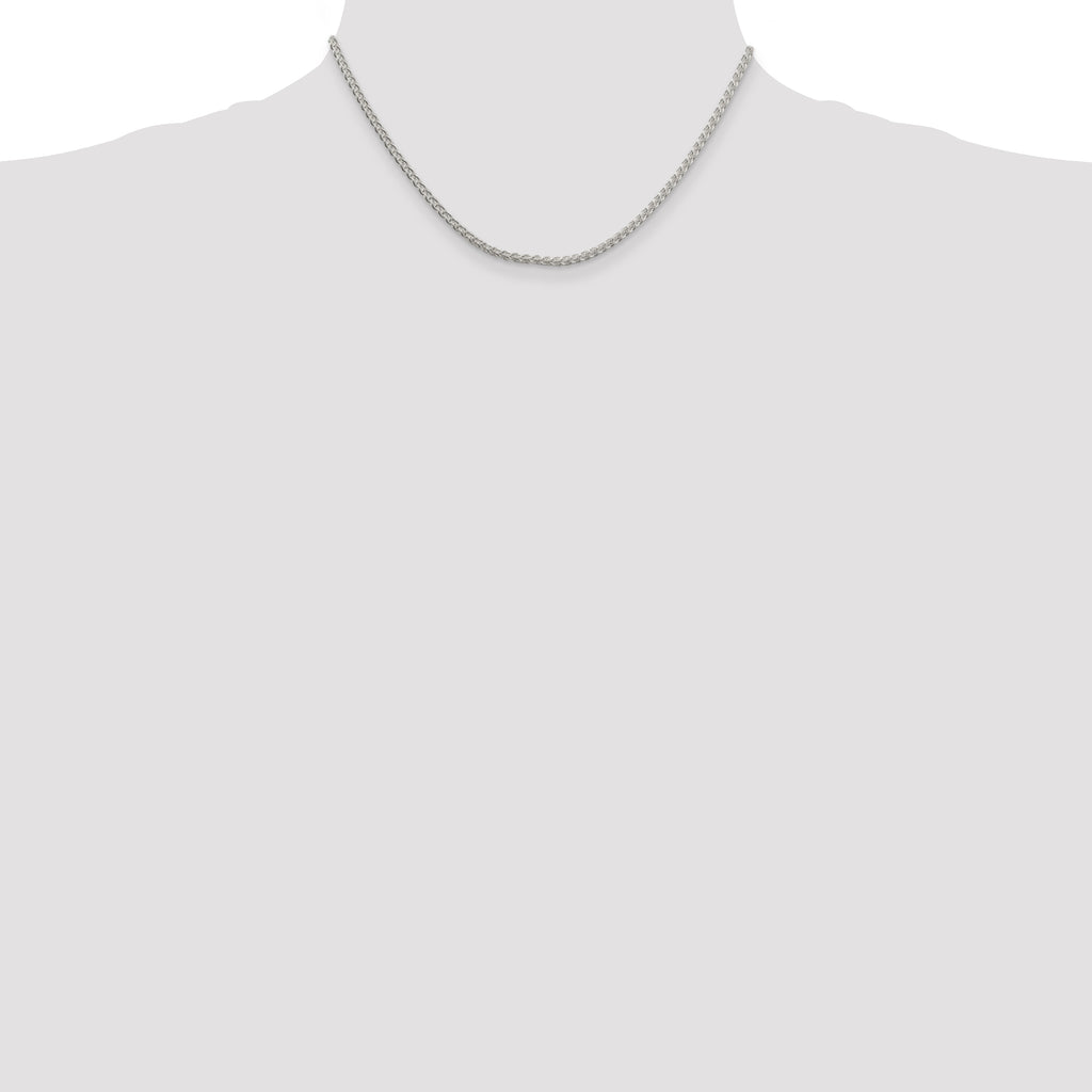 Sterling Silver Rhodium-Plated Wheat Chain Necklace 2.5mm