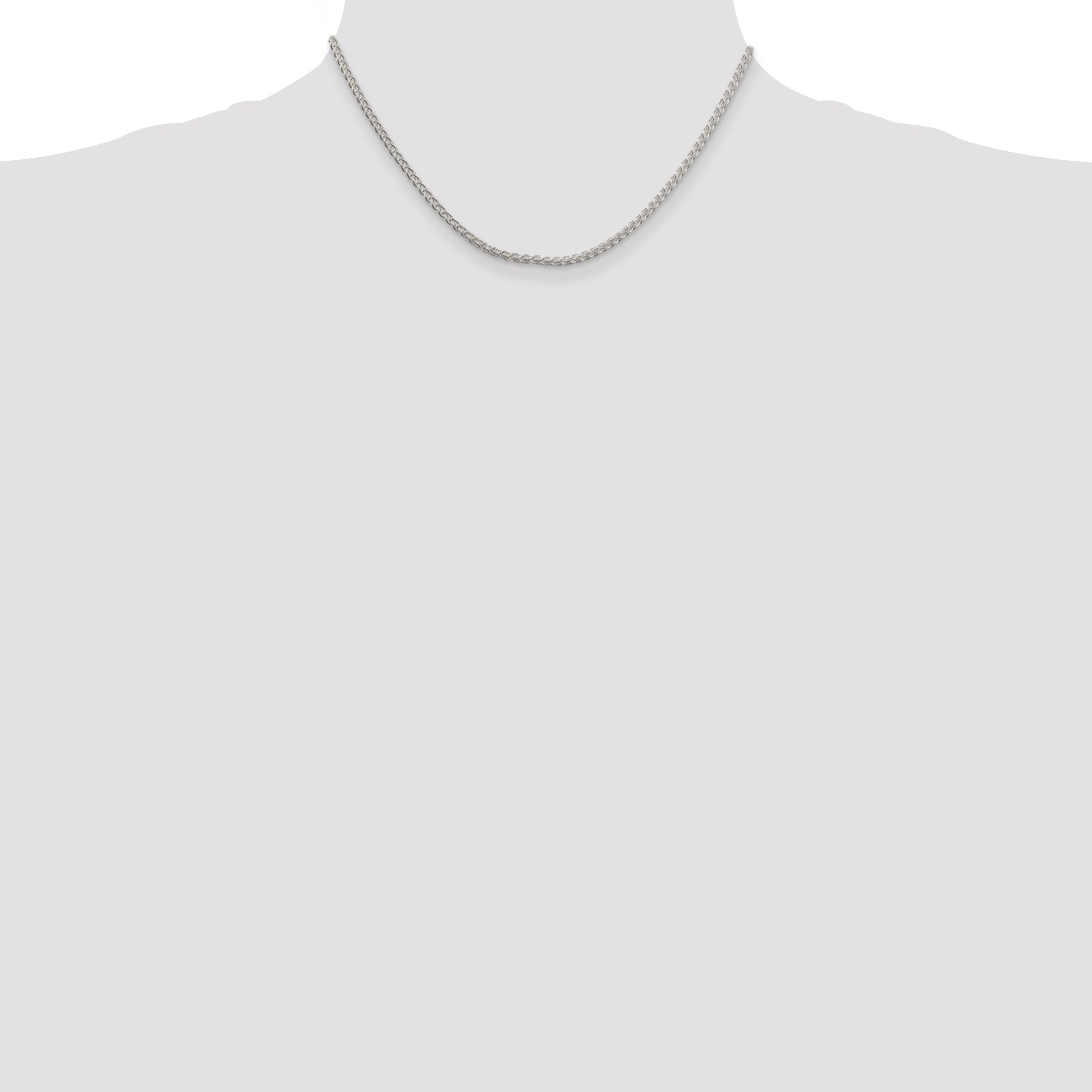 Sterling Silver Rhodium-Plated Wheat Chain Necklace 2.5mm