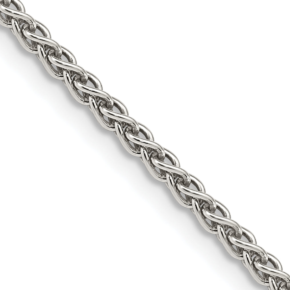 Sterling Silver Rhodium-Plated Wheat Chain Necklace 2.5mm Main image