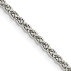 Sterling Silver Rhodium-Plated Wheat Chain Necklace 2.5mm