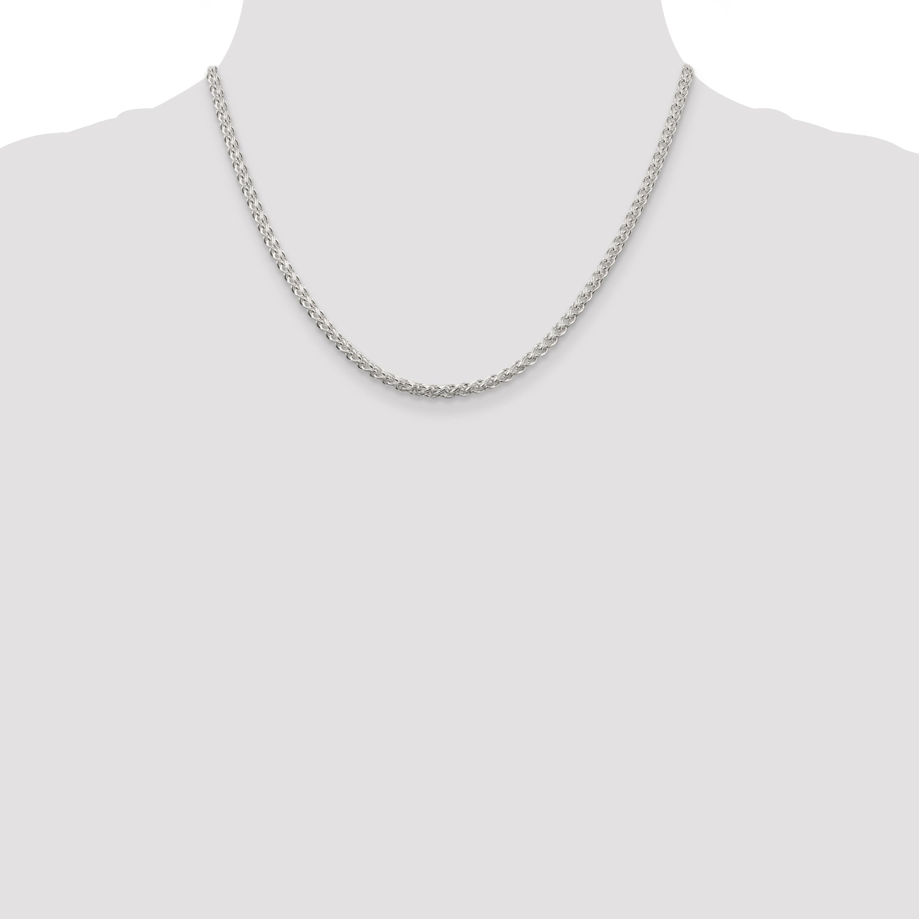 Sterling Silver Wheat Chain Necklace 3mm