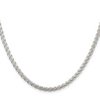 Sterling Silver Rhodium-plated 3mm Round Spiga Chain