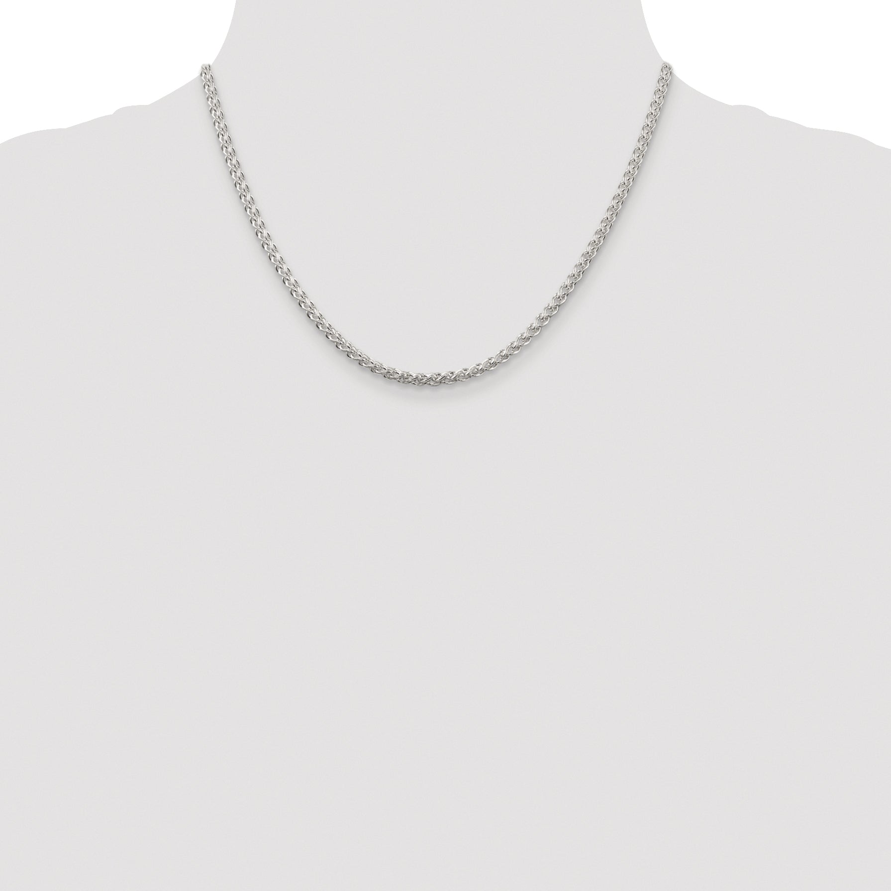 Sterling Silver Rhodium-plated 3mm Round Spiga Chain