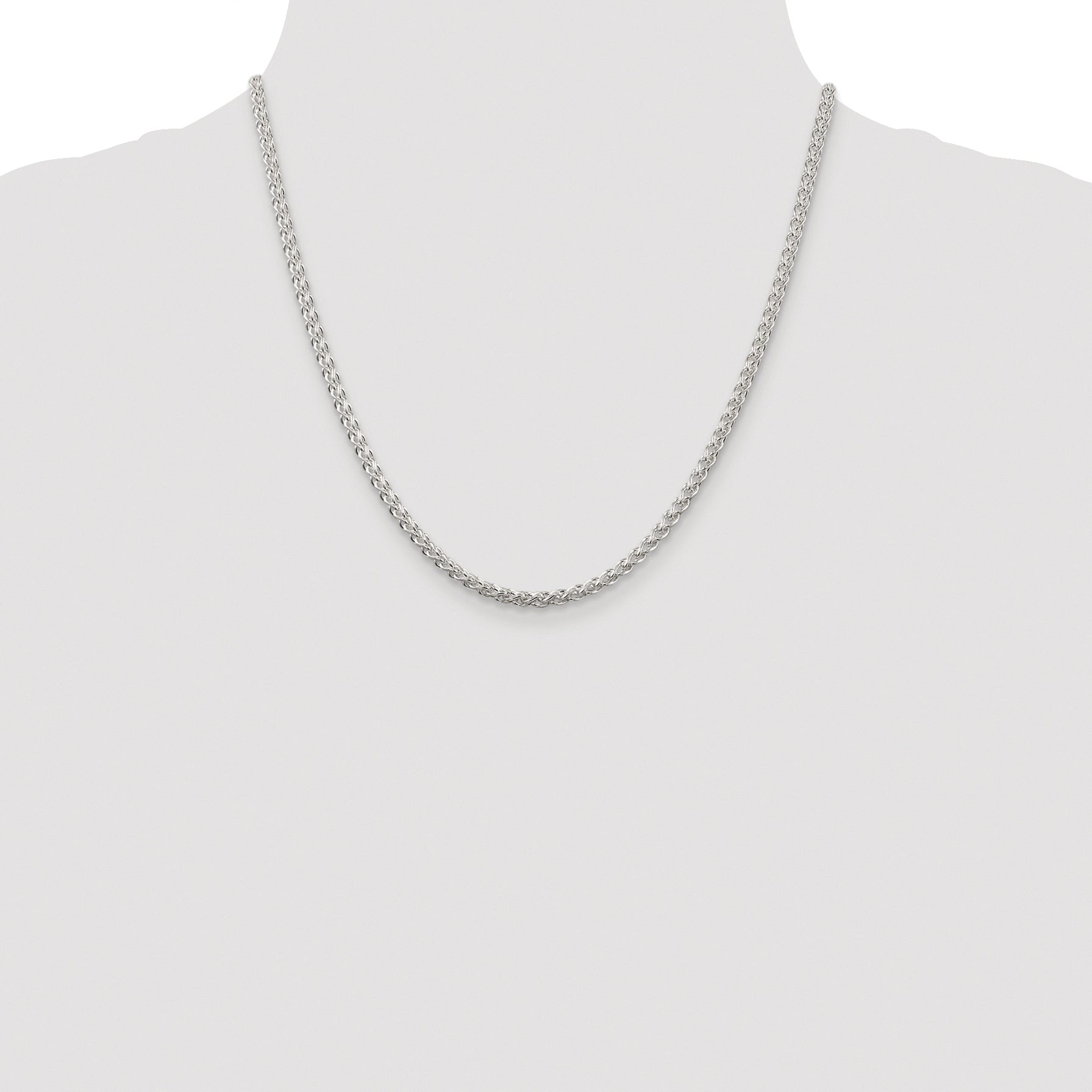 Sterling Silver Rhodium-plated 3mm Round Spiga Chain