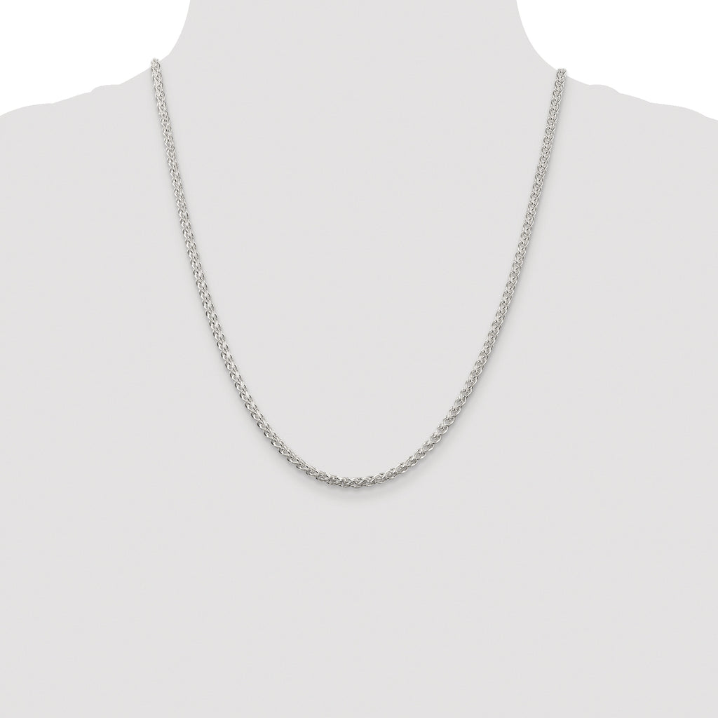 Sterling Silver Rhodium-plated 3mm Round Spiga Chain