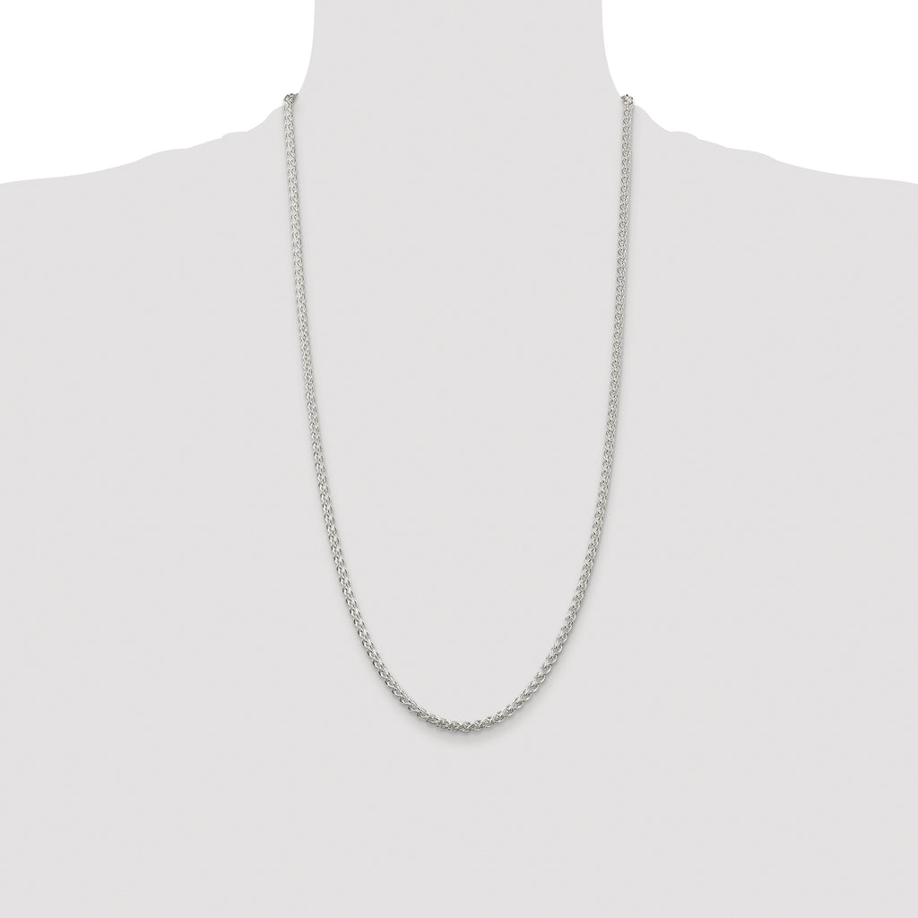 Sterling Silver Rhodium-plated 3mm Round Spiga Chain