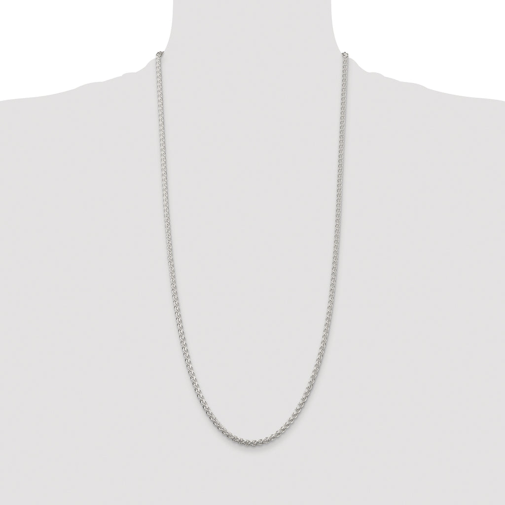 Sterling Silver Rhodium-plated 3mm Round Spiga Chain