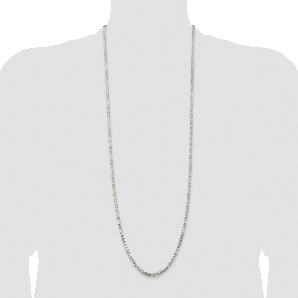 Sterling Silver Rhodium-plated 3mm Round Spiga Chain