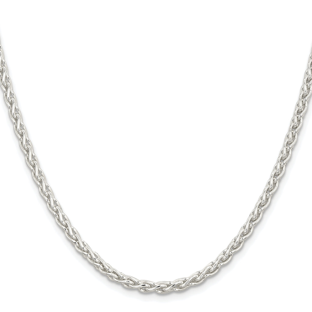 Sterling Silver Rhodium-Plated Wheat Chain Necklace 3.7mm