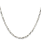Sterling Silver Rhodium-Plated Wheat Chain Necklace 3.7mm