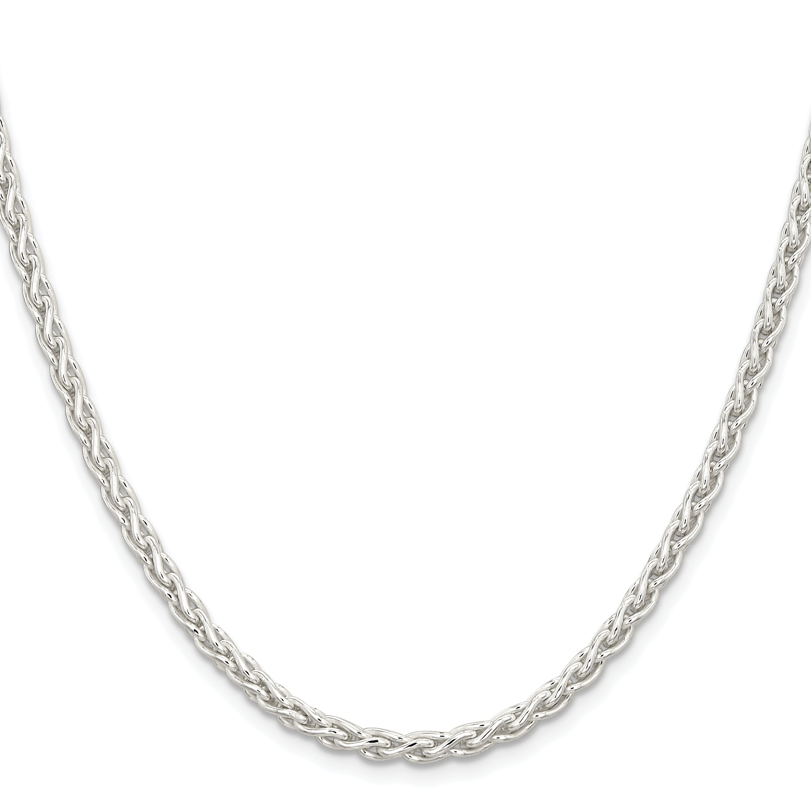 Sterling Silver Rhodium-Plated Wheat Chain Necklace 3.7mm