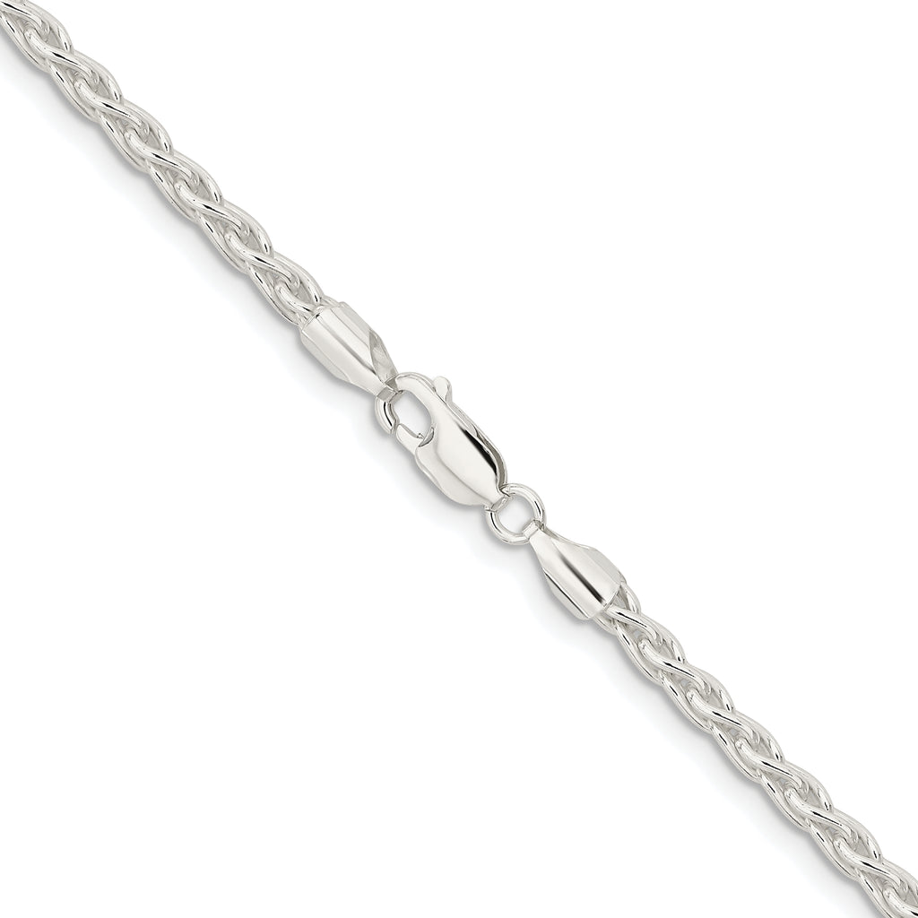 Sterling Silver Rhodium-Plated Wheat Chain Necklace 3.7mm