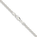 Sterling Silver Rhodium-Plated Wheat Chain Necklace 3.7mm