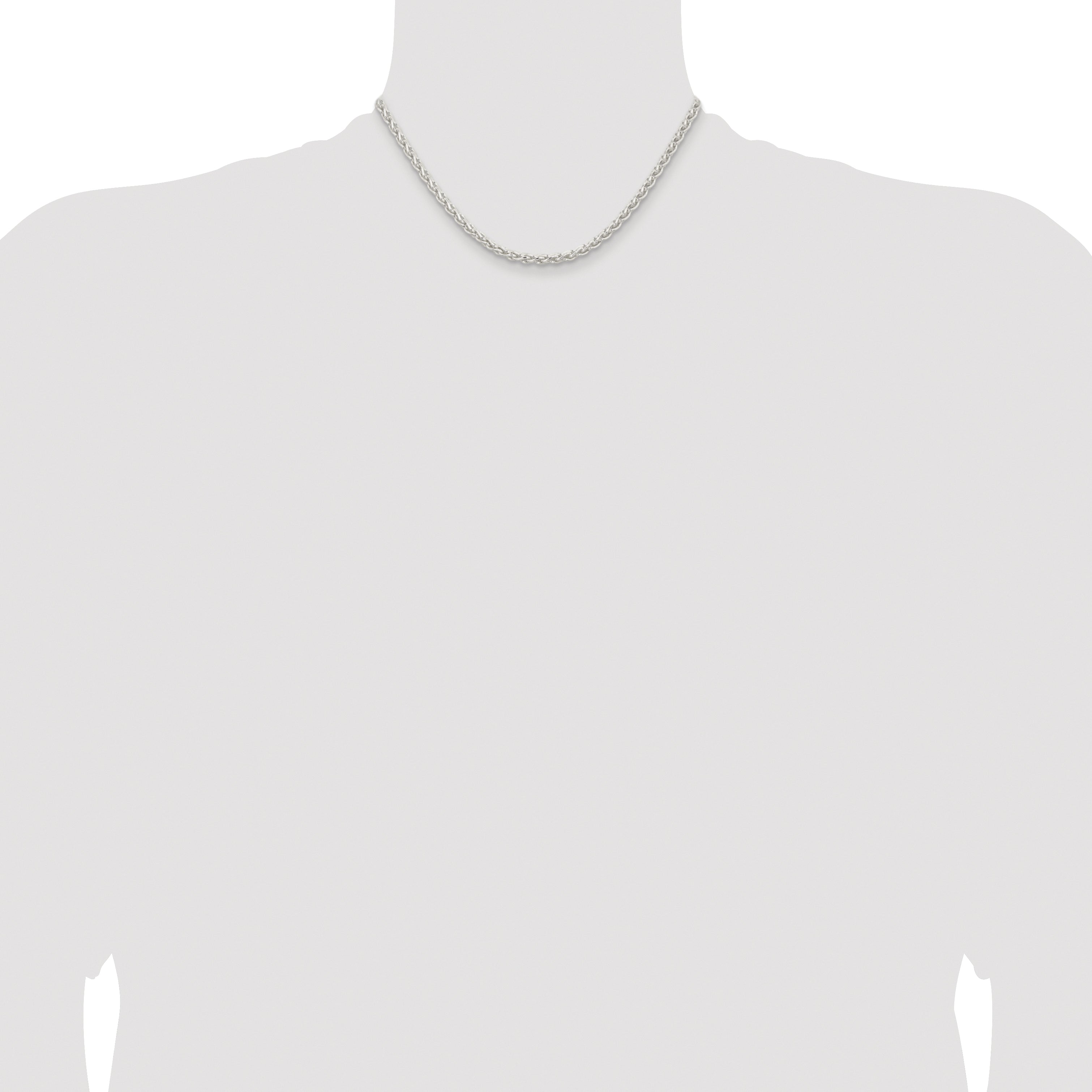 Sterling Silver Rhodium-plated 3.7mm Round Spiga Chain