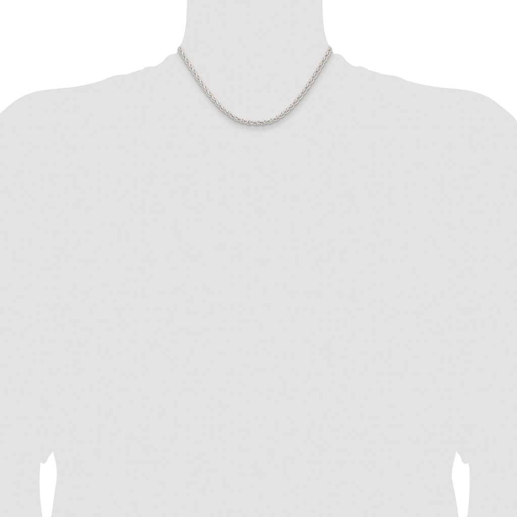 Sterling Silver Rhodium-Plated 3.7mm Round Spiga Chain