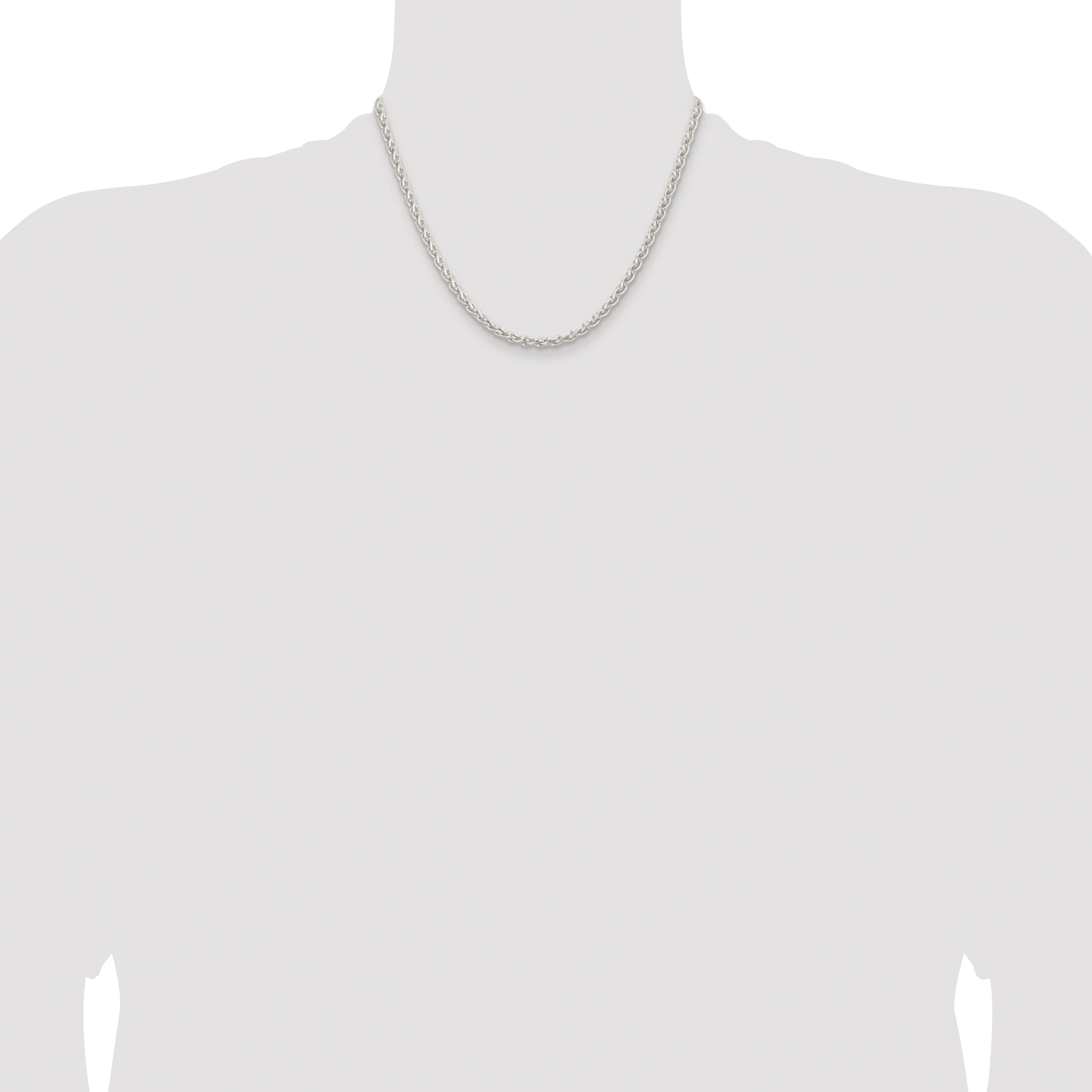 Sterling Silver Rhodium-plated 3.7mm Round Spiga Chain
